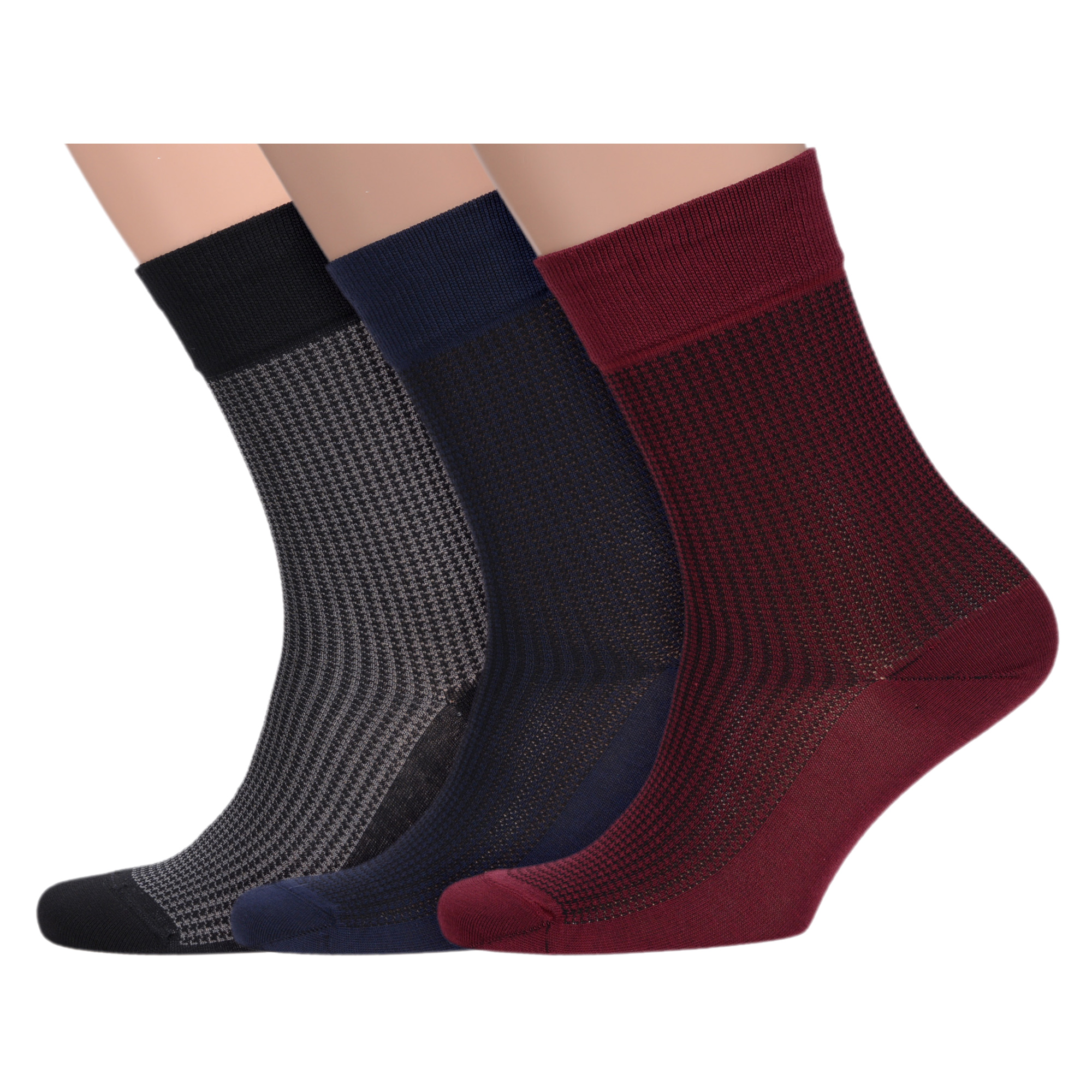 Комплект носков мужских LorenzLine 3-К34 черных; синих; бордовых 29