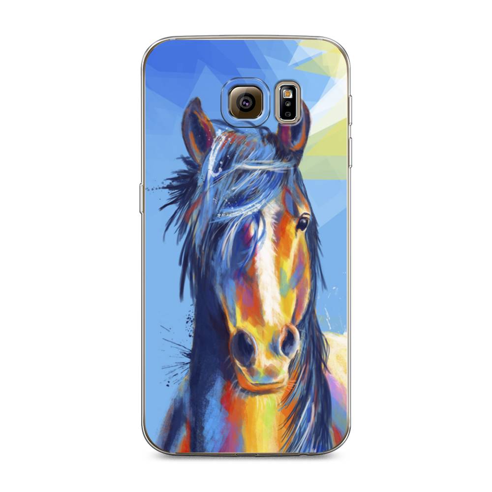 

Чехол на Samsung Galaxy S6 edge "Лошадь арт 3", Голубой;желтый;синий, 24450-1