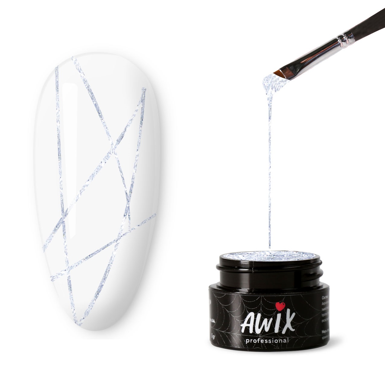 Паутинка AWIX Professional Spider Gel Silver паутинка с фольгой для декора 6 шт в пластиковом органайзере разно ный серебристый