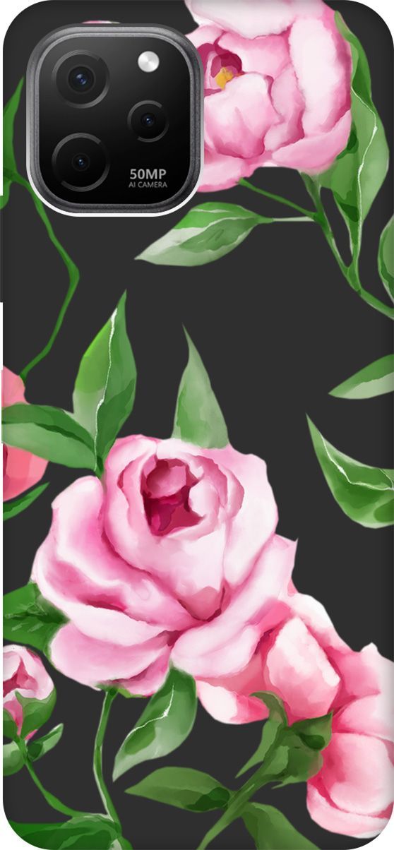 

Чехол на Huawei nova Y61 с 3D принтом "Amazing Peonies" черный, Черный;зеленый, 158014