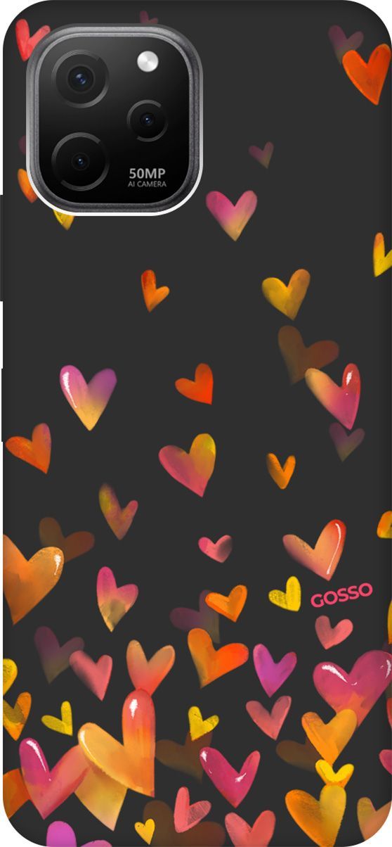 

Чехол на Huawei nova Y61 с 3D принтом "Flying Hearts" черный, Черный;желтый, 158014