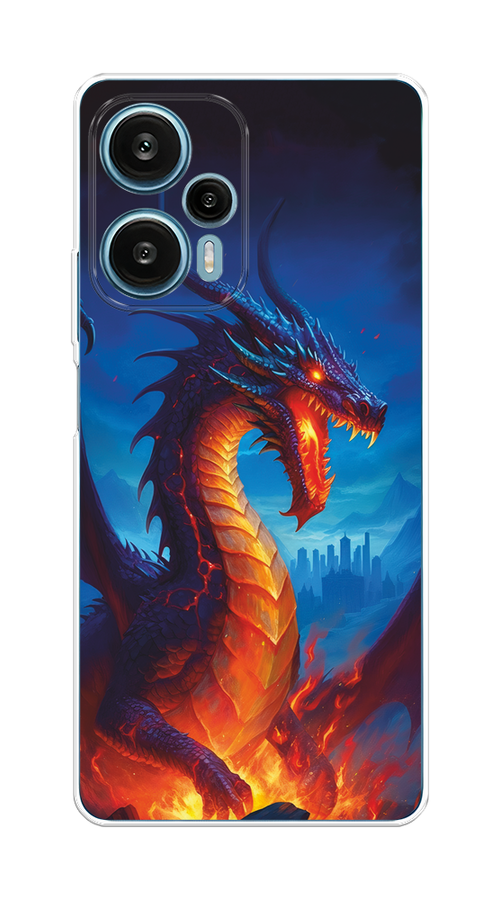 

Чехол на Xiaomi Redmi Note 12 Turbo, Poco F5 "Дракон над лавой", Оранжевый;коричневый;синий, 318750-1
