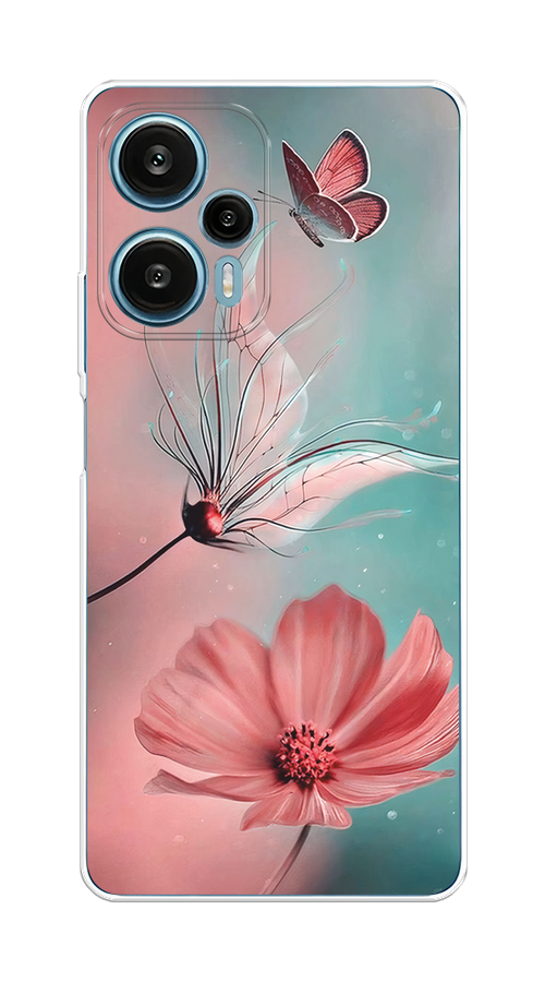 

Чехол на Xiaomi Redmi Note 12 Turbo/Poco F5 "Бабочка и цветок", Голубой;розовый, 318750-1