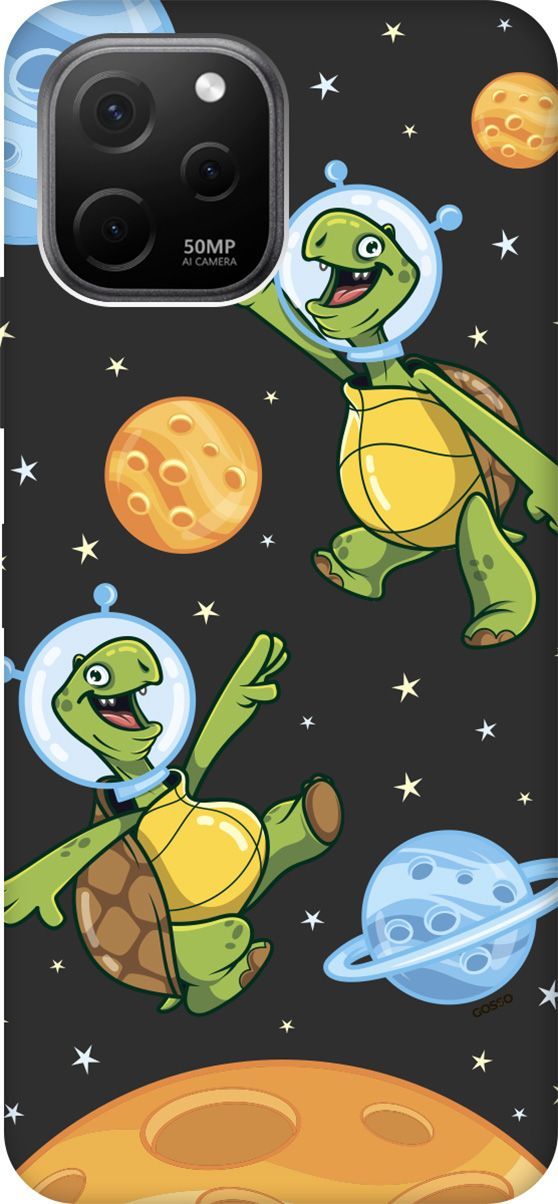 

Чехол на Huawei nova Y61 с 3D принтом "CosmoTurtles" черный, Черный;бежевый, 158012