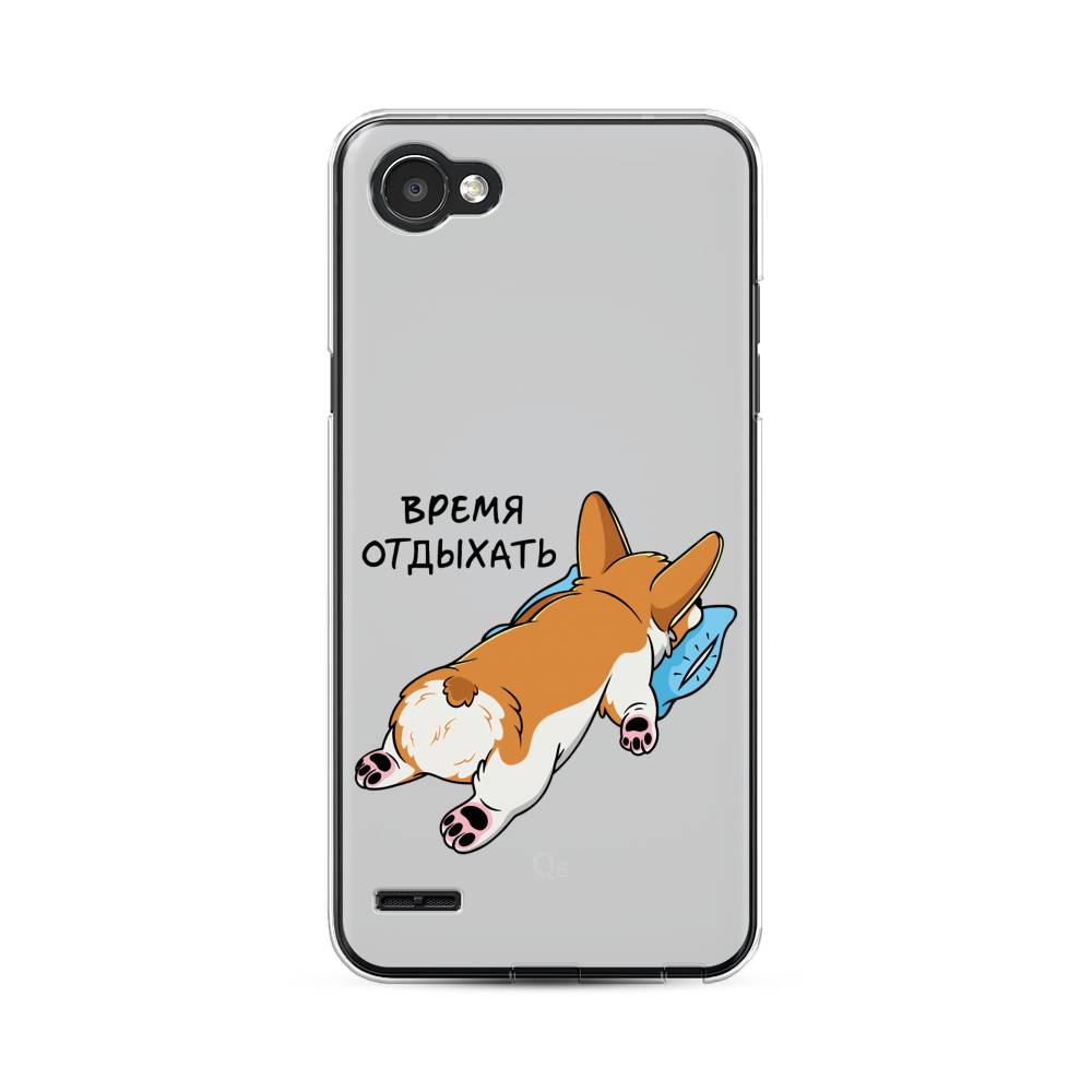 

Чехол для LG Q6 "Корги отдыхает", Черный;коричневый;голубой, 83150-1