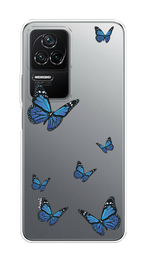 

Чехол на Poco F4/Redmi K40S "Blue butterflies", Синий;черный, 315350-1