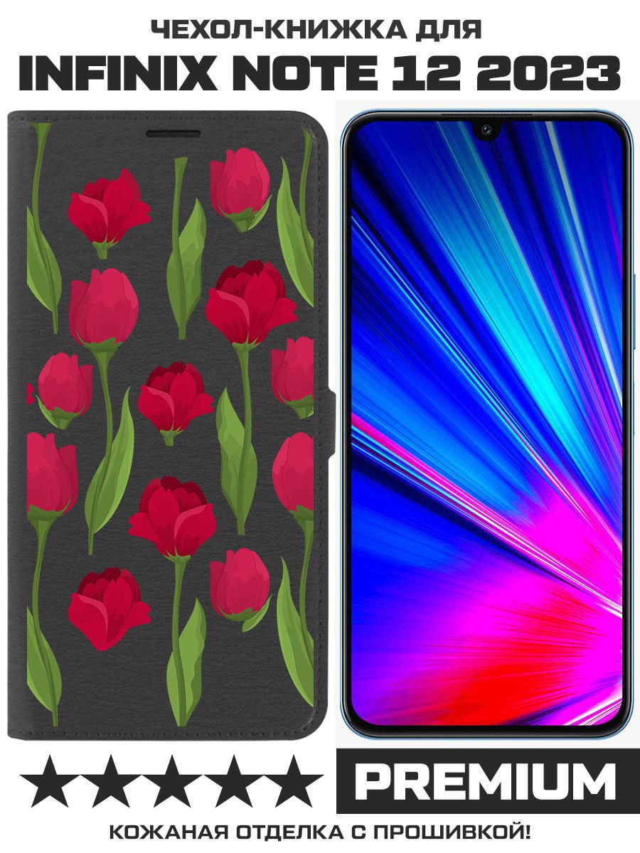 

Чехол-книжка Eco Book для INFINIX Note 12 2023 (G99) Розы паттерн, Черный