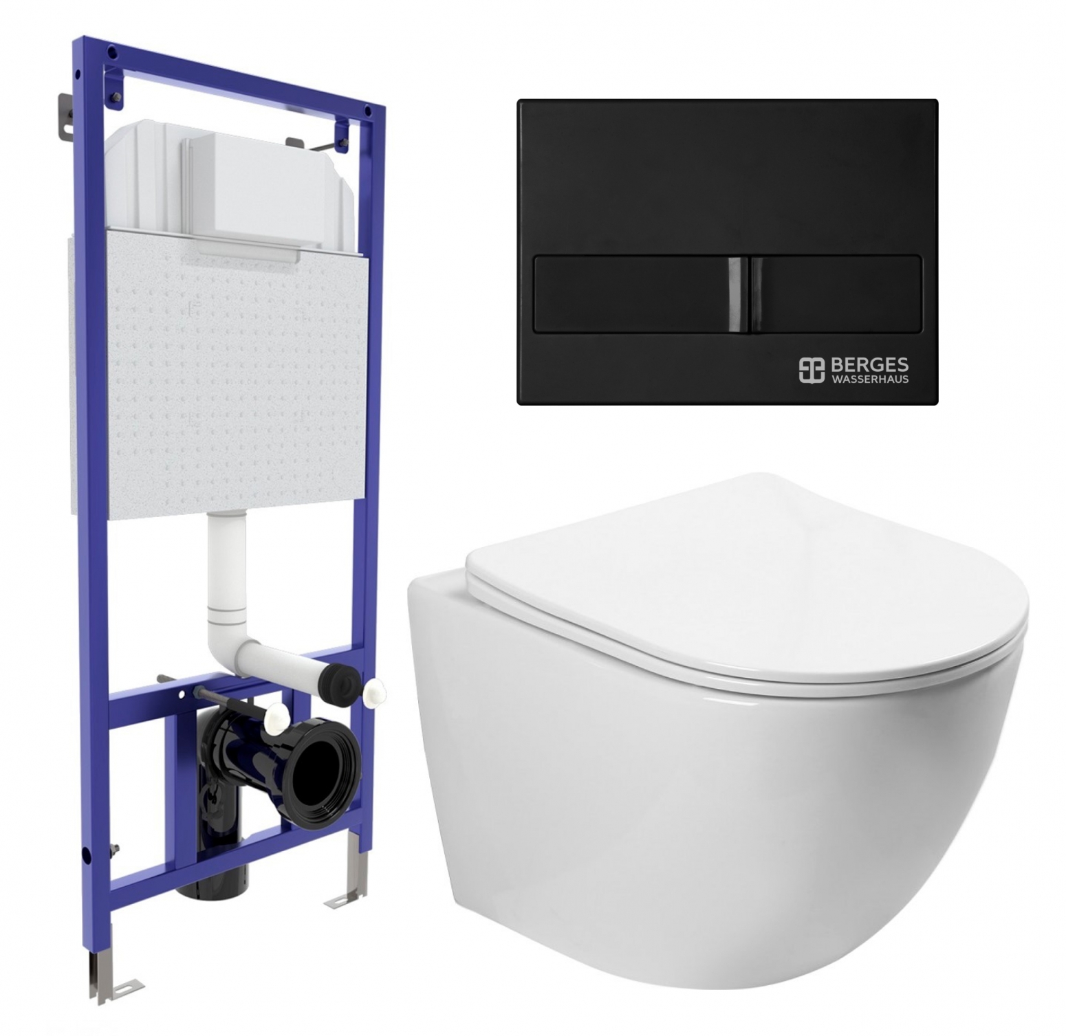 

Комплект инсталляция Berges Wasserhaus + Унитаз SantiLine SL-5005 + кнопка черная