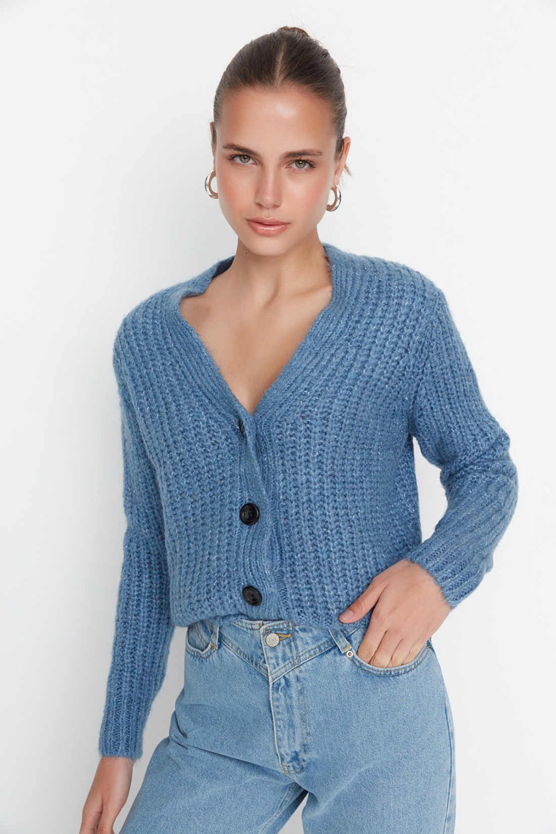 

Кардиган женский Trendyol TWOAW20HI0214 голубой L, TWOAW20HI0214