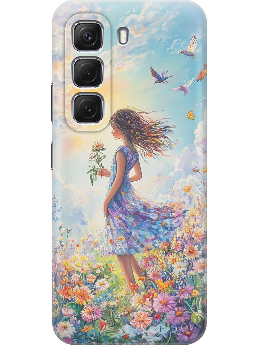 

Силиконовый чехол на Infinix Hot 50 4G с принтом "Девочка в поле цветов", Прозрачный;зеленый;розовый;синий;желтый, 786718723