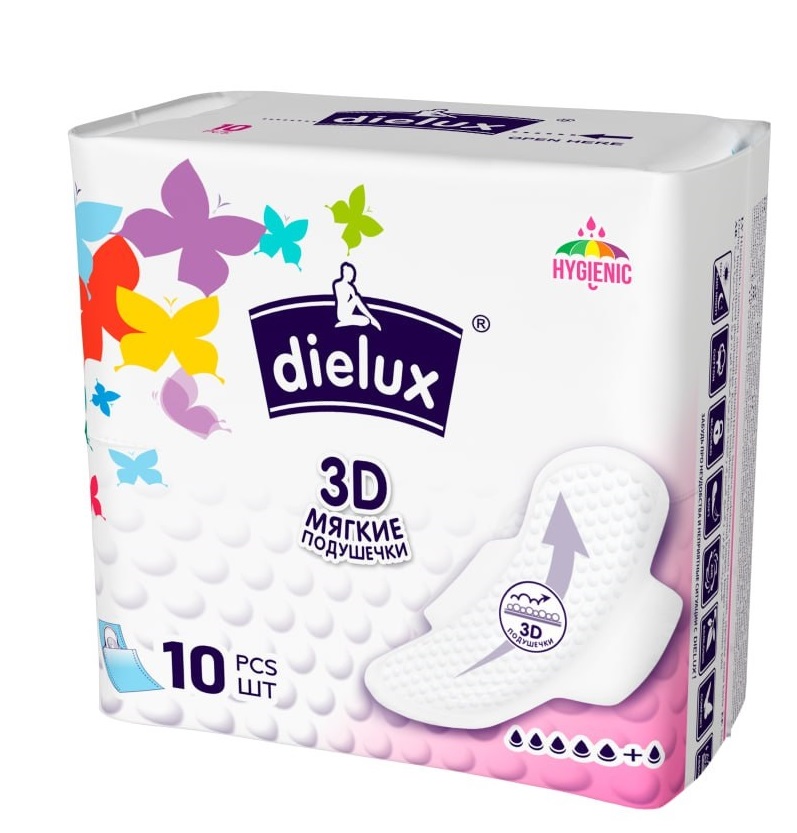 

Прокладки женские DIELUX 3D подушечки 10 шт (каждая в индивидуальной упаковке)