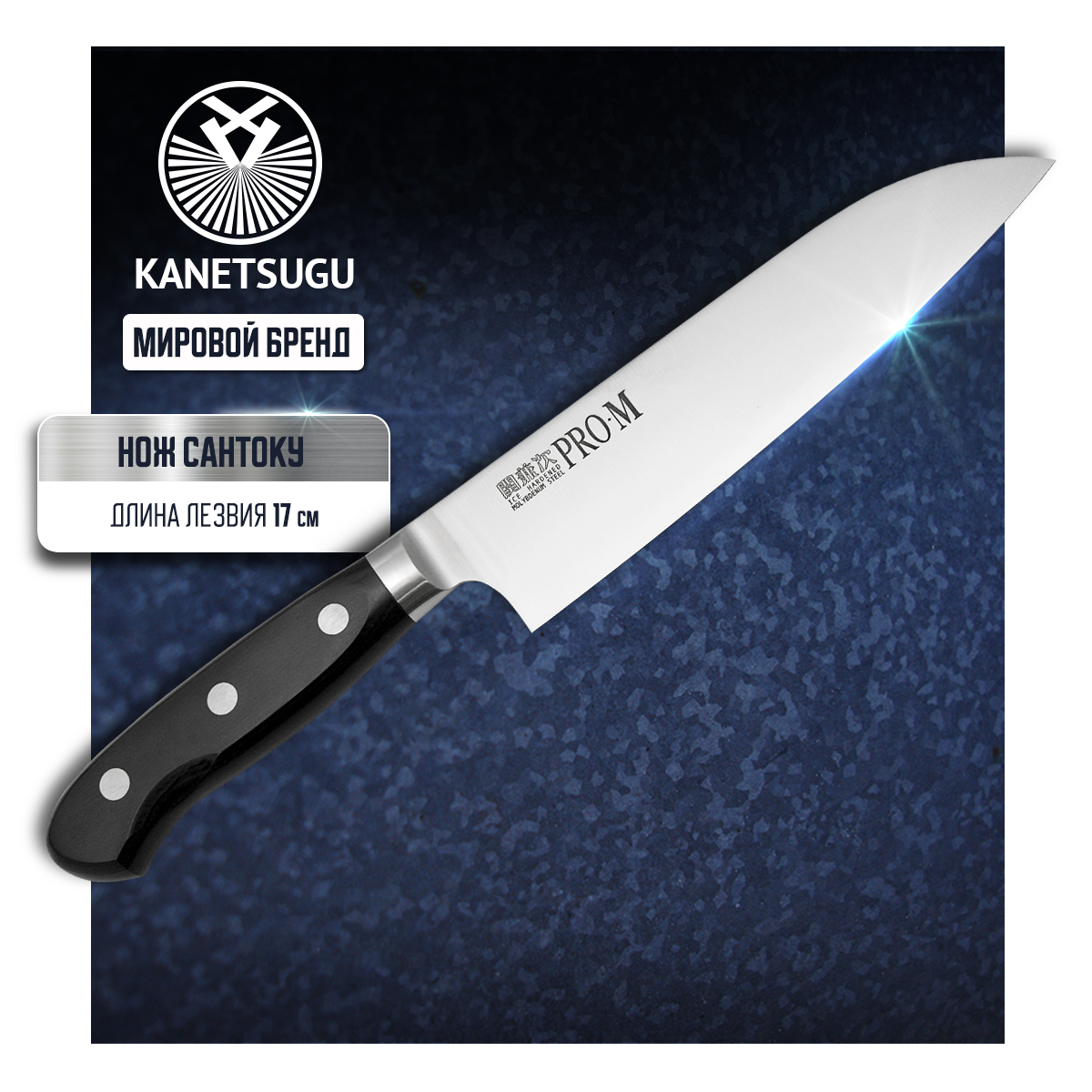 

Нож кухонный Kanetsugu Pro-M 7003 Сантоку для шинковки и нарезки 17 см