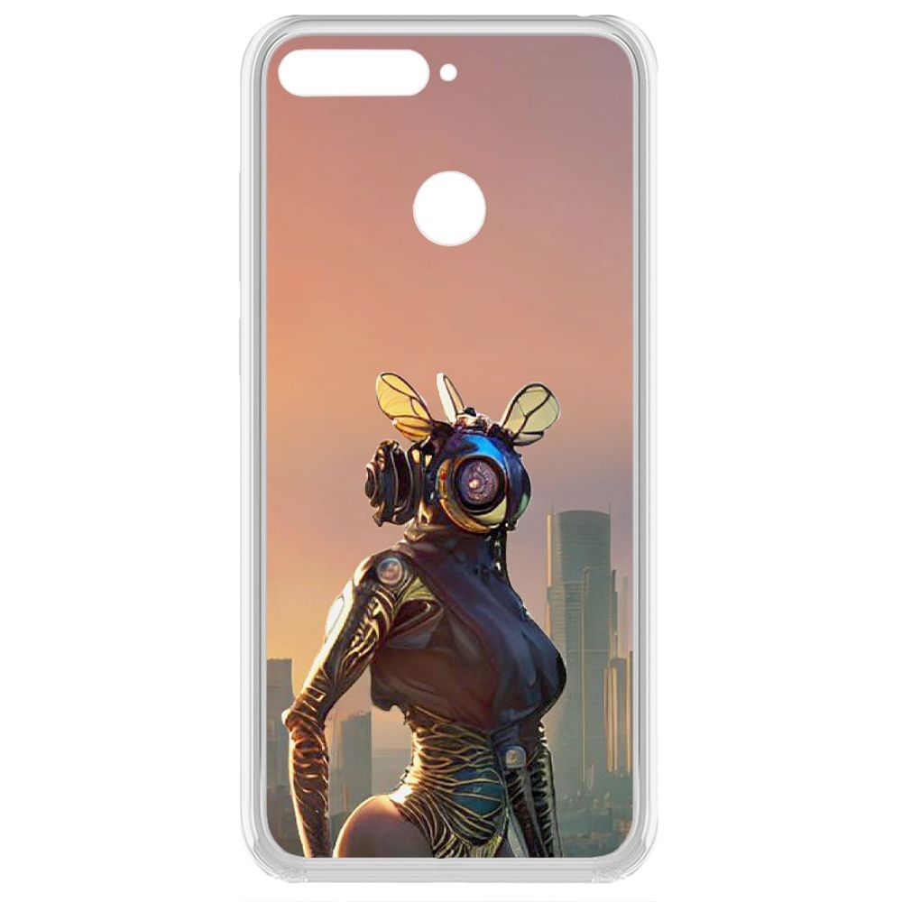 

Чехол-накладка Krutoff Clear Case Женщина-киберпчела для Honor 7C