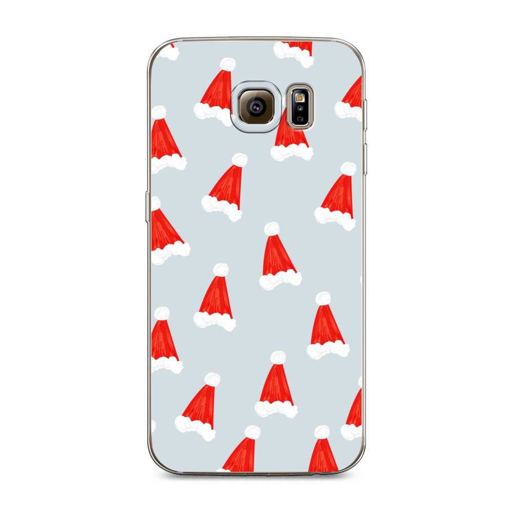 

Чехол на Samsung Galaxy S6 edge "Новогодние шапочки", Белый;красный;серый, 24450-5