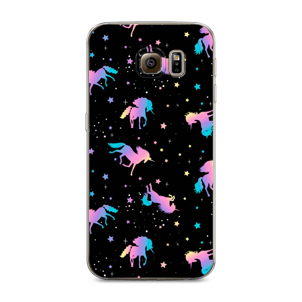 

Чехол на Samsung Galaxy S6 edge "Единороги градиент", Черный;розовый;голубой, 24450-1