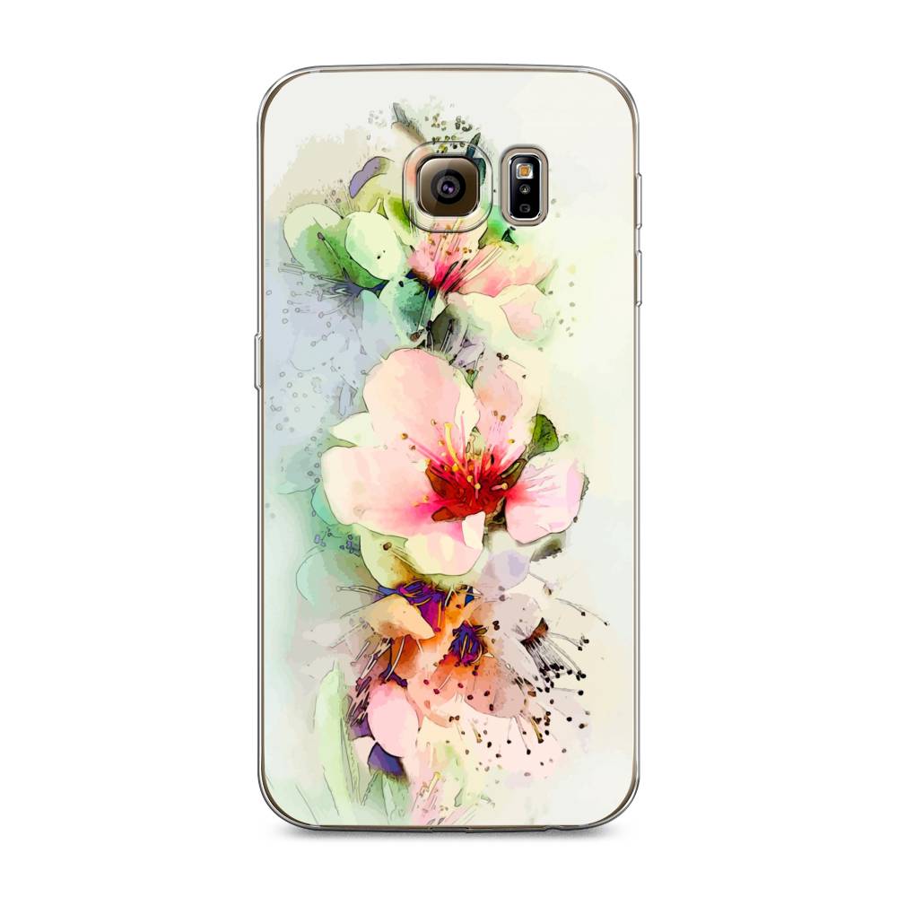 

Чехол на Samsung Galaxy S6 edge "Нежные цветы", Зеленый;розовый, 24450-2