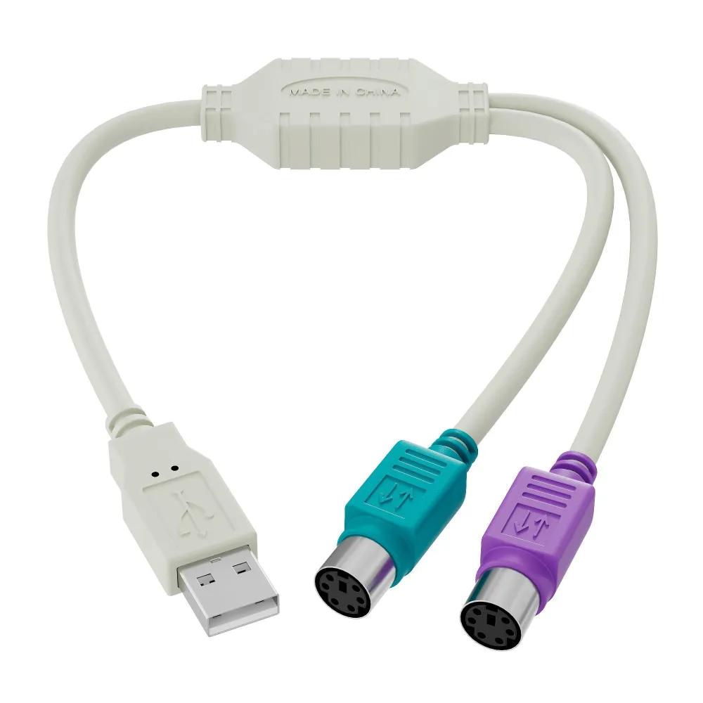 Адаптер-переходник GSMIN BR-82C, USB 2.0 - PS/2, Белый