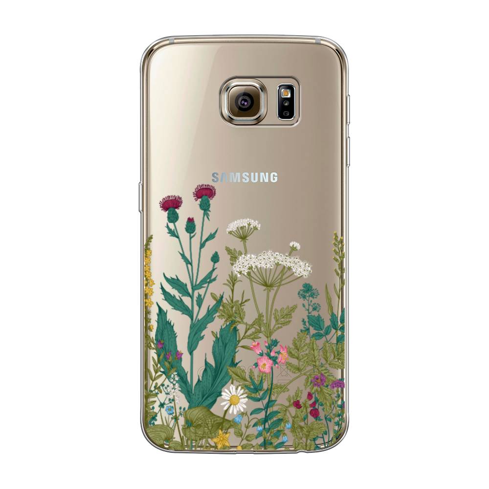 

Чехол на Samsung Galaxy S6 "Дикие полевые цветы", Зеленый;розовый;белый, 24350-2