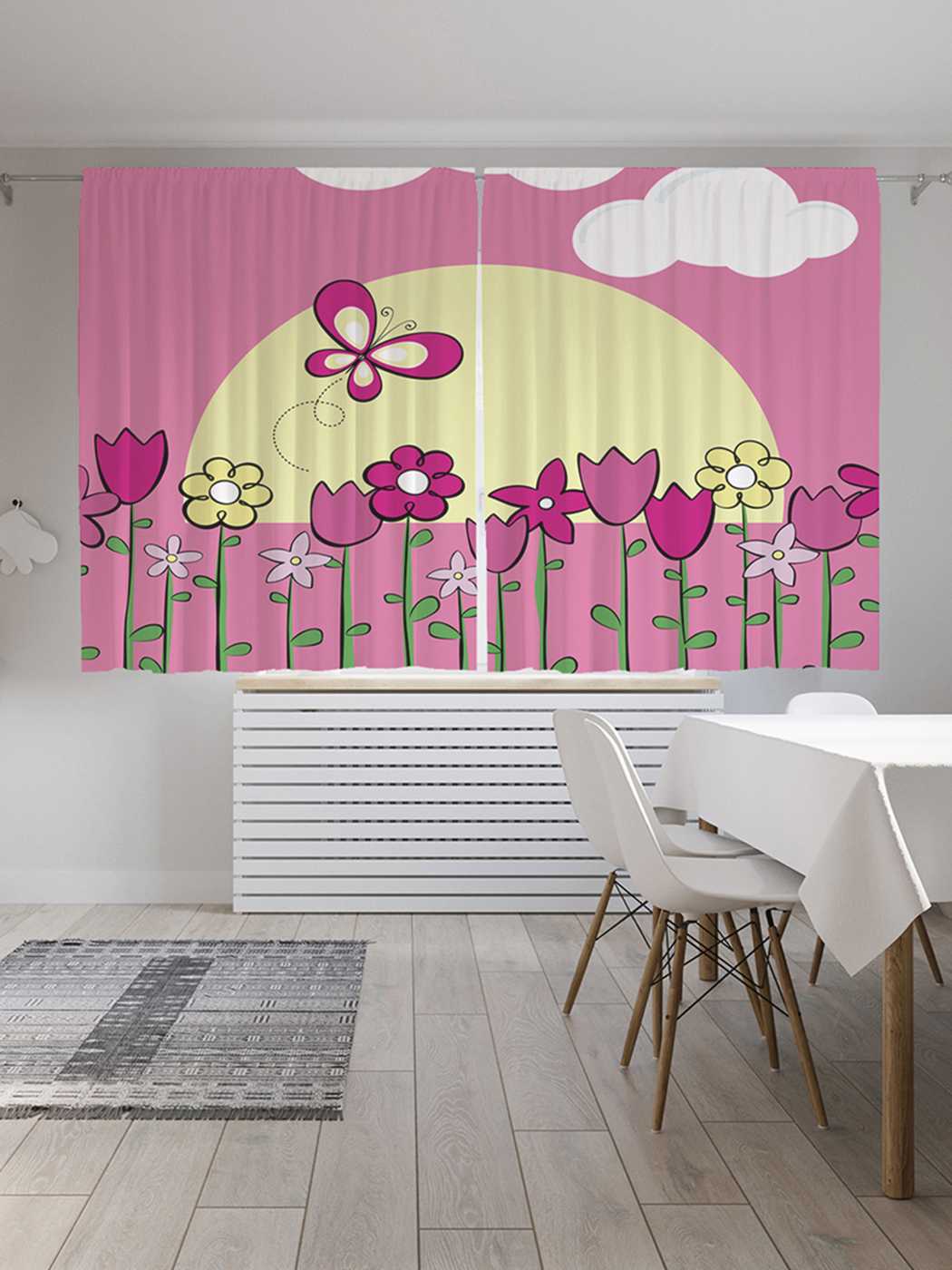 

Классические шторы JoyArty "Цветочный заборчик", серия Oxford DeLux, 2 полотна 145x180 см, Цветочный заборчик