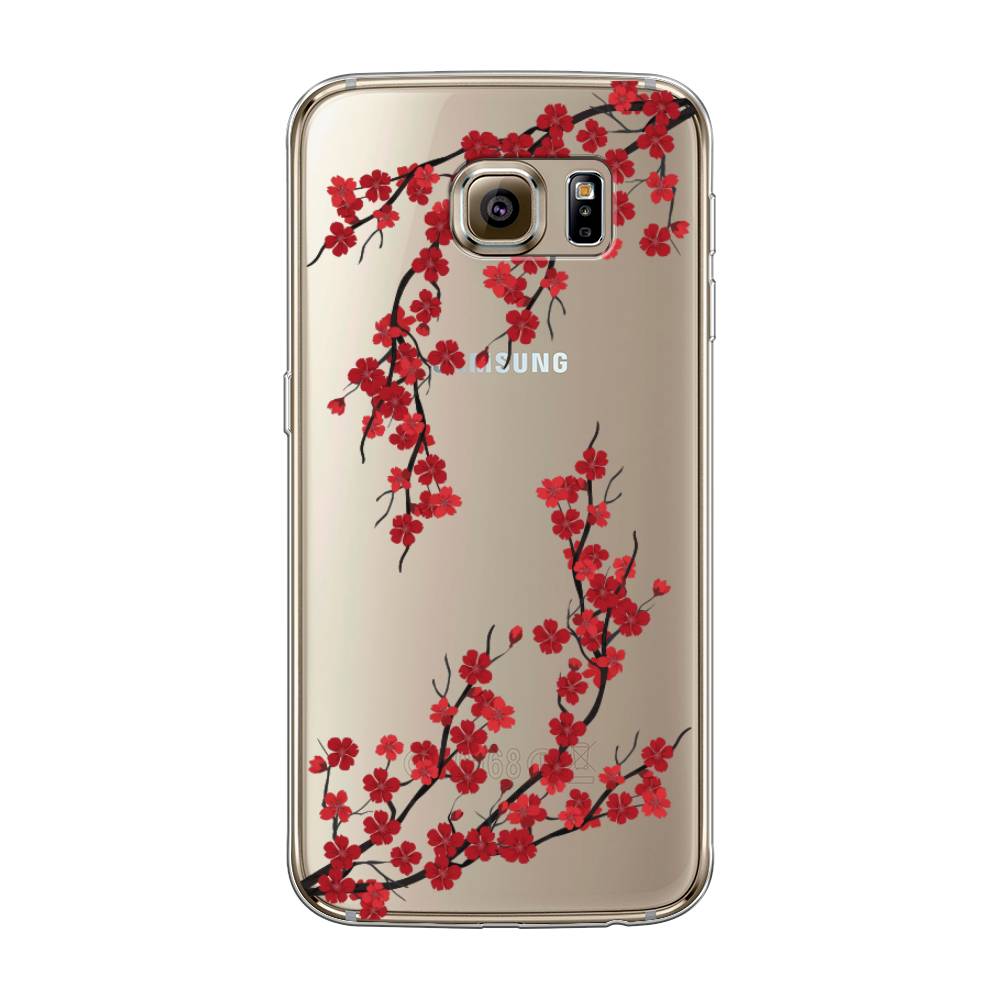 

Чехол на Samsung Galaxy S6 "Красная сакура", Красный;черный, 24350-2