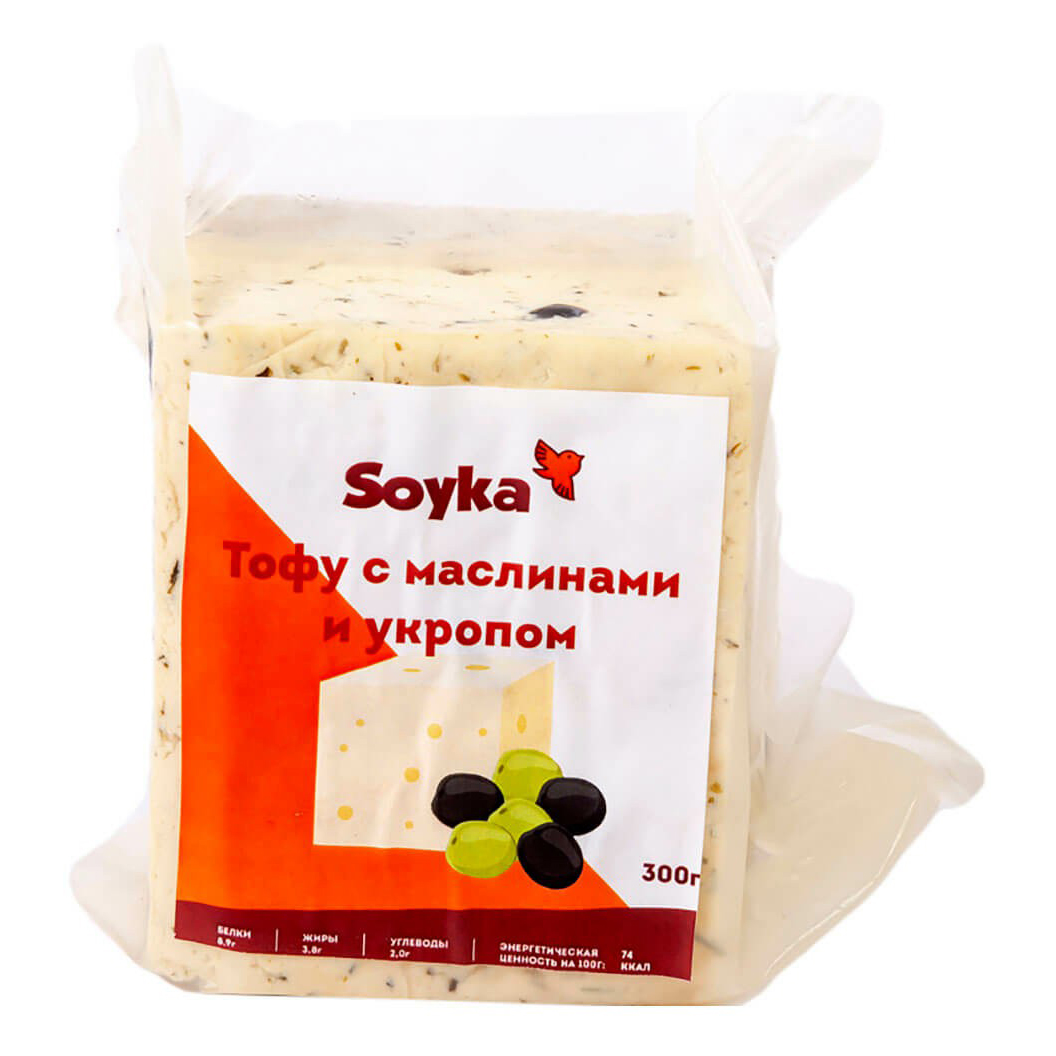 

Растительный аналог сыра Soyka Тофу с маслинами и укропом 4,2% 300 г