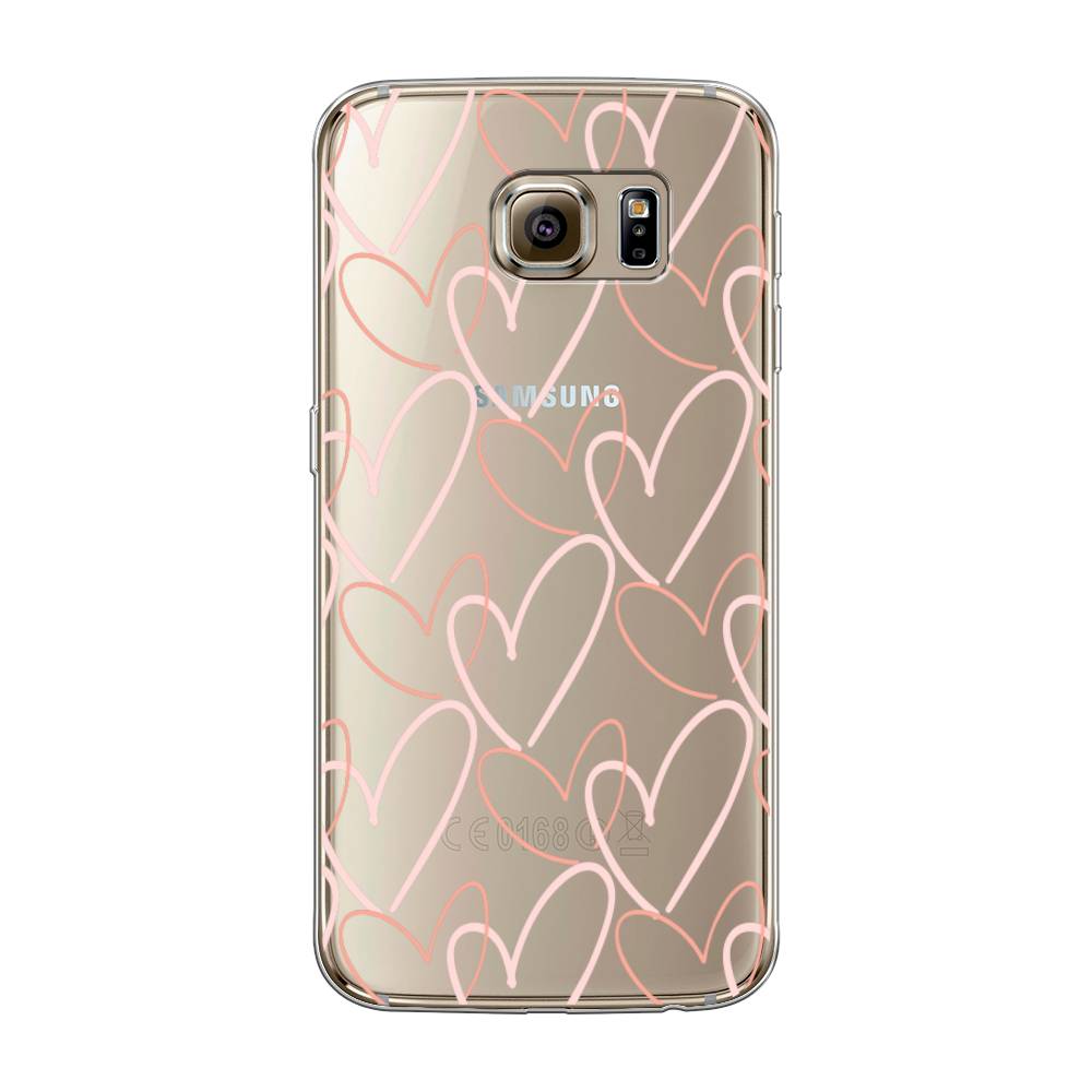 

Чехол на Samsung Galaxy S6 "Узор из сердечек", Розовый;бежевый, 24350-6