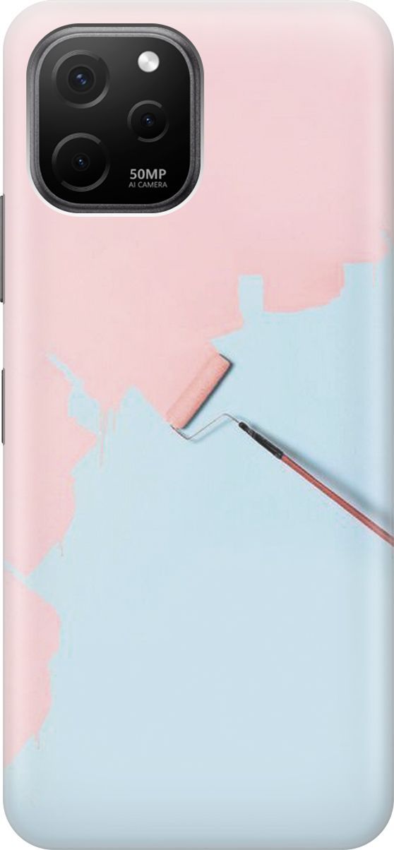 

Чехол на Huawei nova Y61 с эффектом блеска "Голубая стена, розовая краска", Голубой;розовый, 158004