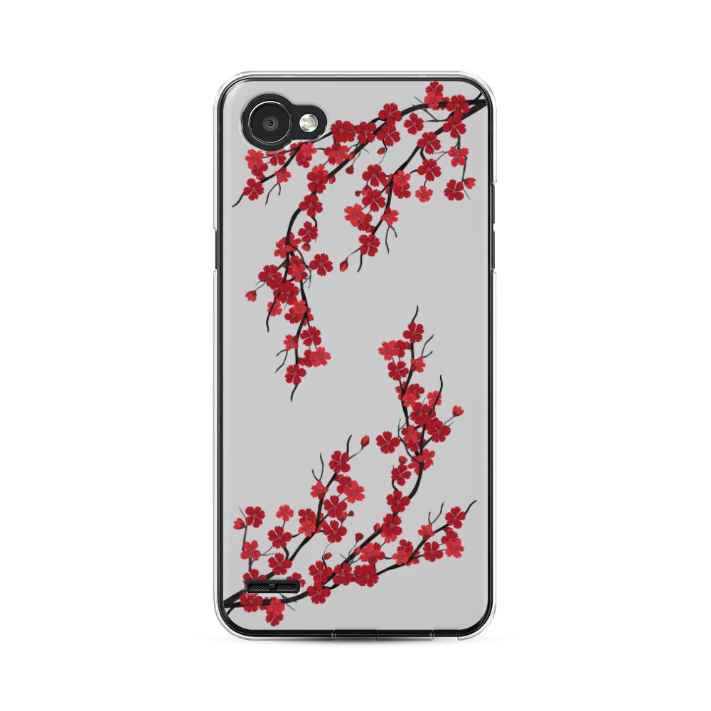 

Чехол для LG Q6 "Красная сакура", Красный;черный, 83150-2