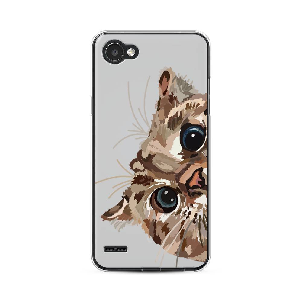 

Чехол для LG Q6 "Любопытный кот", Коричневый;синий;черный, 83150-1