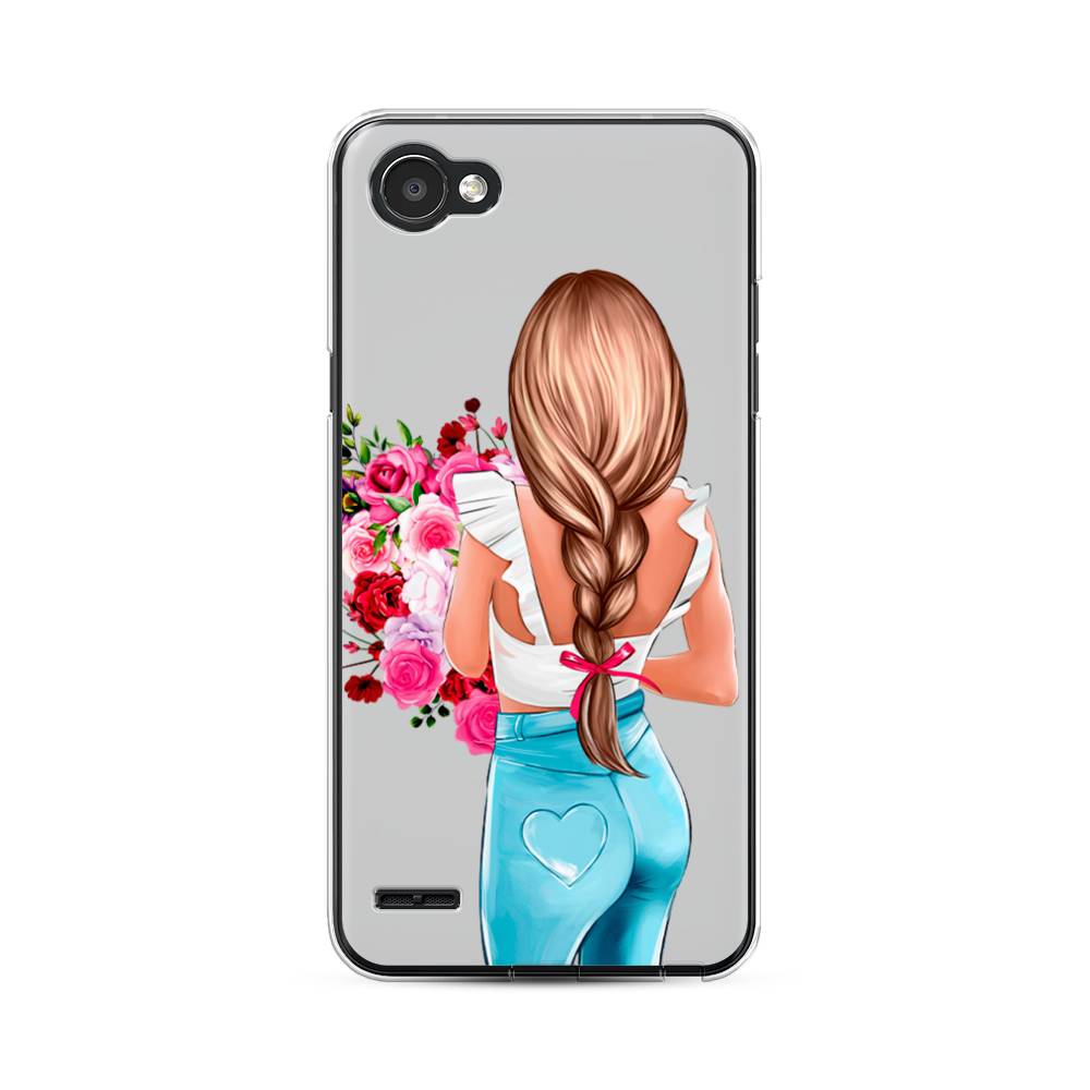 

Чехол для LG Q6 "Девушка с цветами", Коричневый;розовый;голубой, 83150-6