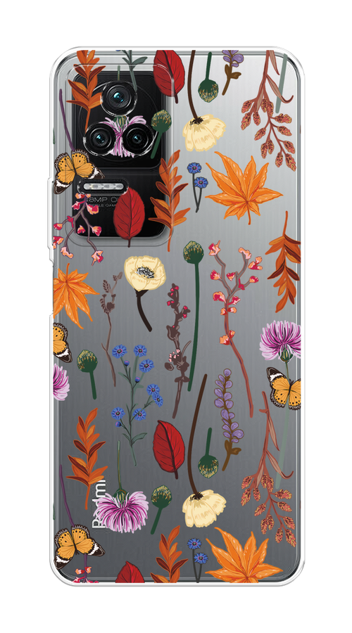 

Чехол на Poco F4/Redmi K40S "Orange Purple flowers", Оранжевый;красный;розовый;желтый;прозрачный, 315350-1