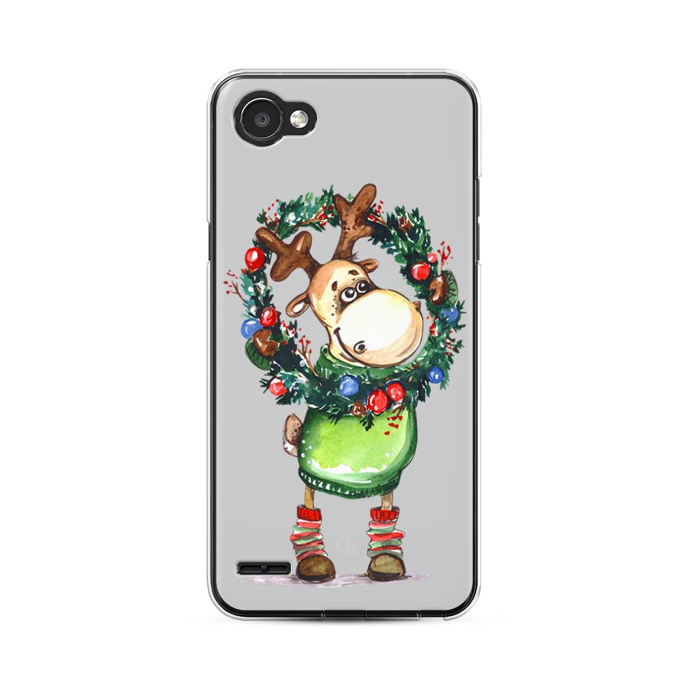 

Чехол для LG Q6 "Олень с новогодним венком", 83150-4