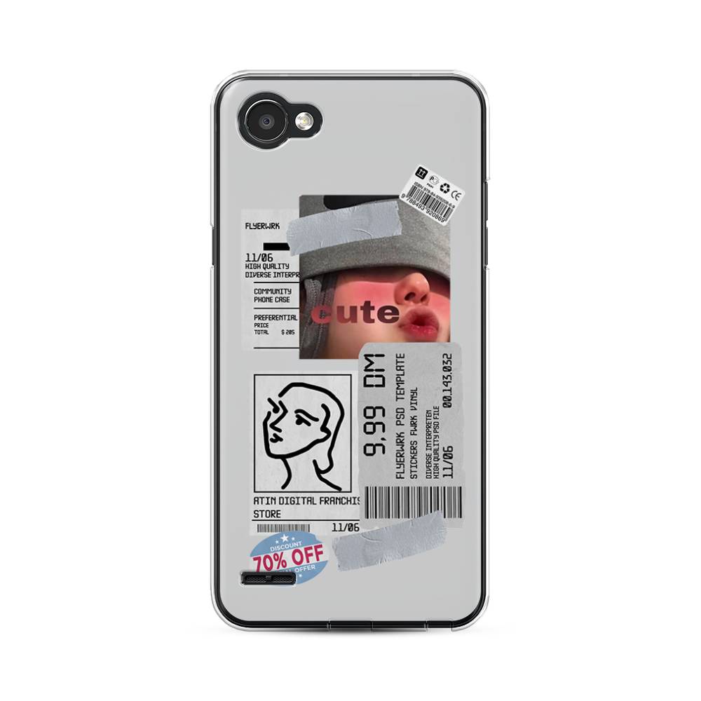 

Чехол для LG Q6 "Cute girl collage", Розовый;серый;голубой, 83150-6