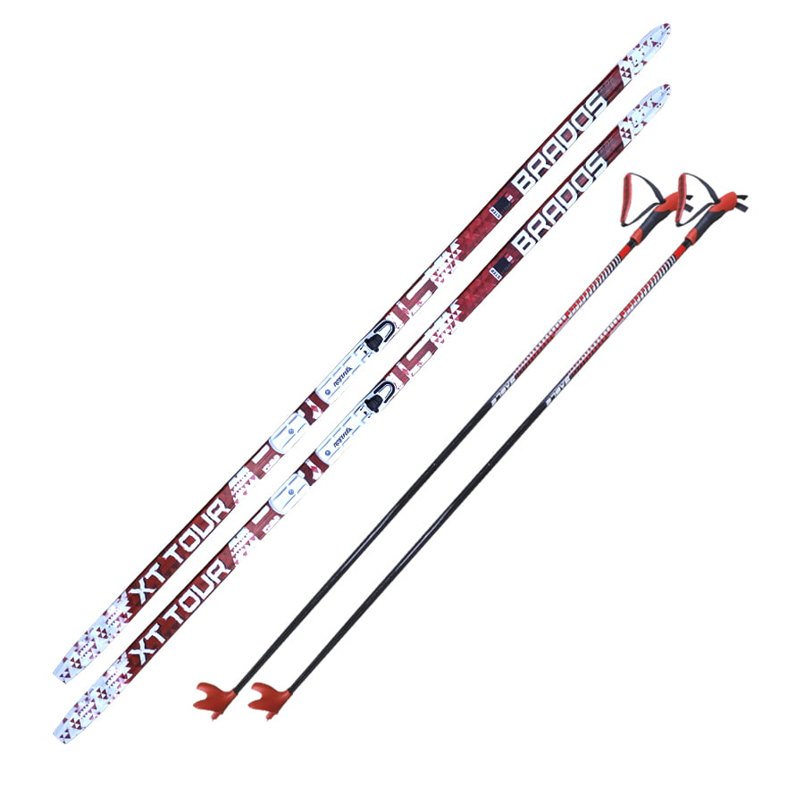 фото Лыжный комплект (лыжи, палки, крепления) nnn 195 step-in brados xt tour red stc