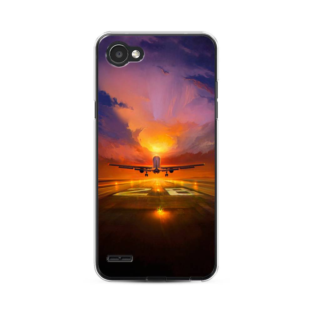 

Чехол для LG Q6 "Самолет на посадке", Оранжевый;синий, 83150-6