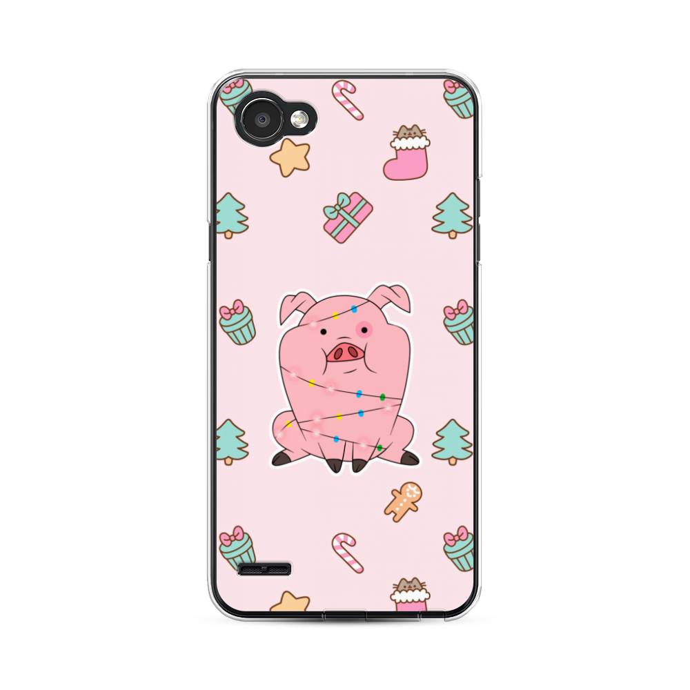 

Чехол для LG Q6 "Розовая свинка", Розовый;зеленый, 83150-5