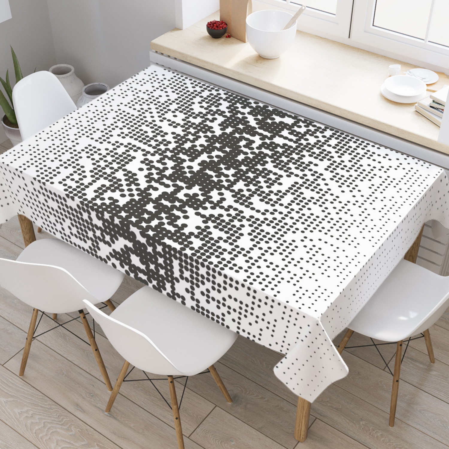 

Скатерть прямоугольная JoyArty "Пиксельный монохром" из оксфорда, 120x145 см, Черный, Пиксельный монохром