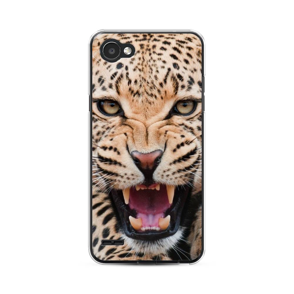 

Чехол для LG Q6 "Леопард 3d", Бежевый;черный, 83150-6