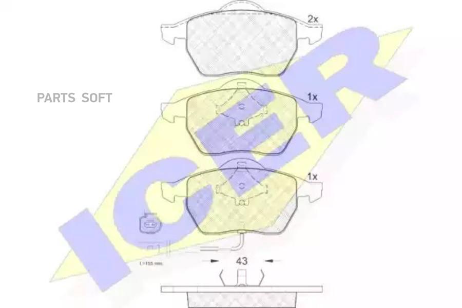 

Колодки Передние Vag A3/Octavia/Golf Iv 1.8t/2.0/2.3l+1.9tdi ->2010 Icer 181396 Icer арт.