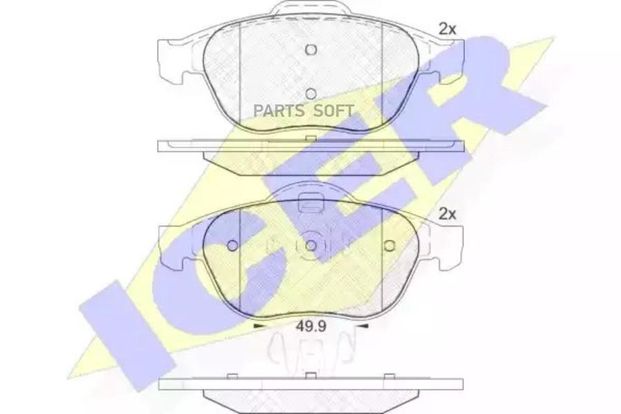 

Колодки передние RENAULT Laguna II ICER 181861 1шт