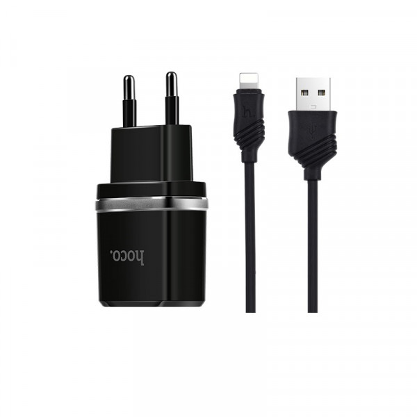 фото Зарядное устройство hoco c12 2usb 2.4a + кабель lightning