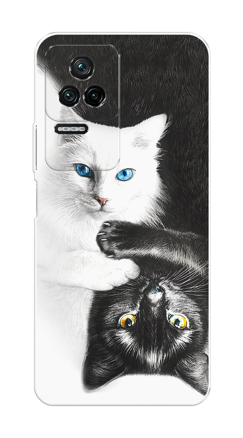 

Чехол на Poco F4, Xiaomi Redmi K40S "Коты Инь-Янь", Черный;белый;голубой, 315350-1