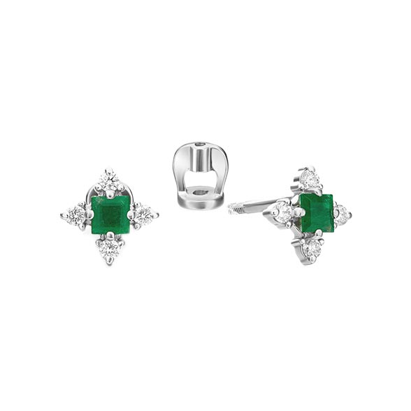 

Серьги из белого золота с изумрудом и бриллиантом PLATINA jewelry 02-0876-00-106-1120-30, 02-0876-00-106-1120-30