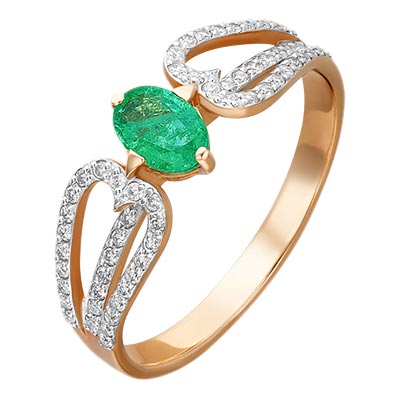 

Кольцо из золота с изумрудом и бриллиантом р.17 PLATINA jewelry 01-1411-00-106-1110-30, 01-1411-00-106-1110-30