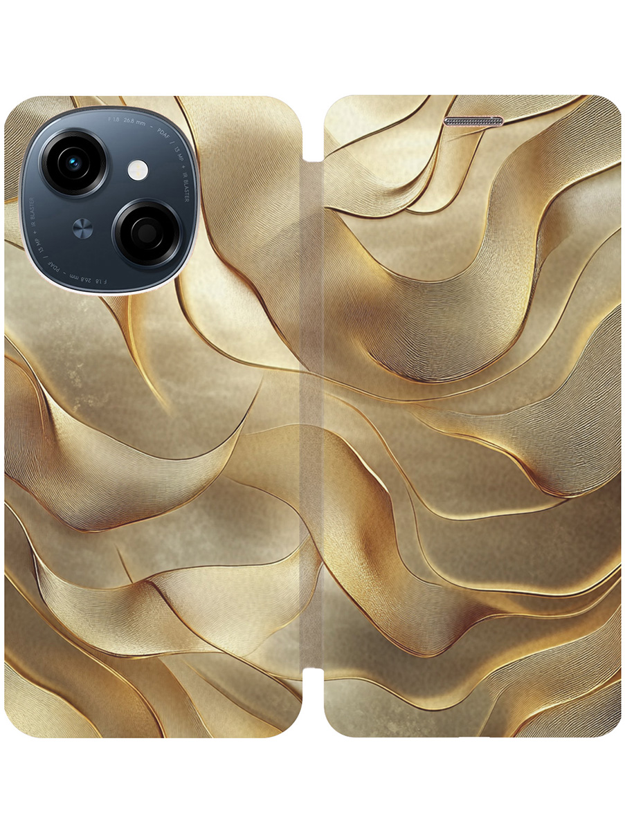 

Чехол-книжка на Tecno Spark Go 1 / Pop 9 с принтом "Золотистые волны" золотой, Золотистый;бежевый, 786716931