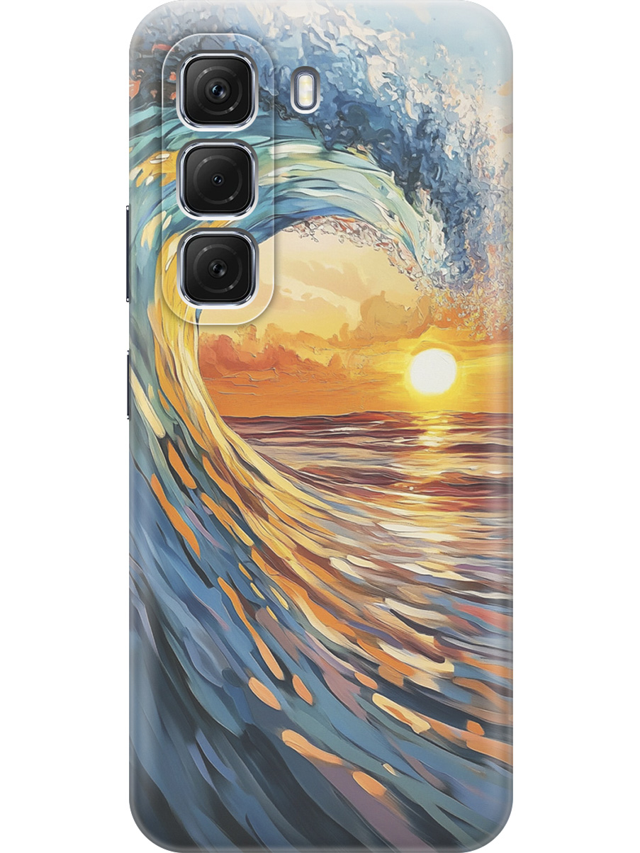 

Силиконовый чехол на Infinix Hot 50 4G с принтом "Волна и закат", Прозрачный;желтый;синий, 786718741
