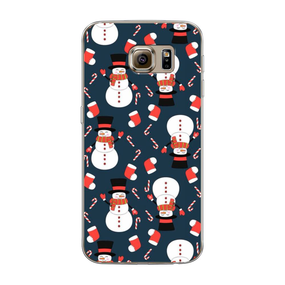 

Чехол на Samsung Galaxy S6 "Синие снеговики", Синий;белый;красный, 24350-5