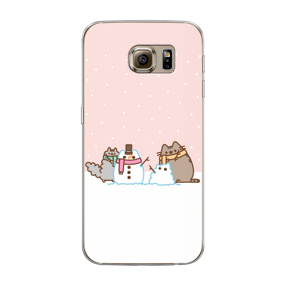 

Чехол на Samsung Galaxy S6 "Котики в снегу", Розовый;белый;серый, 24350-5