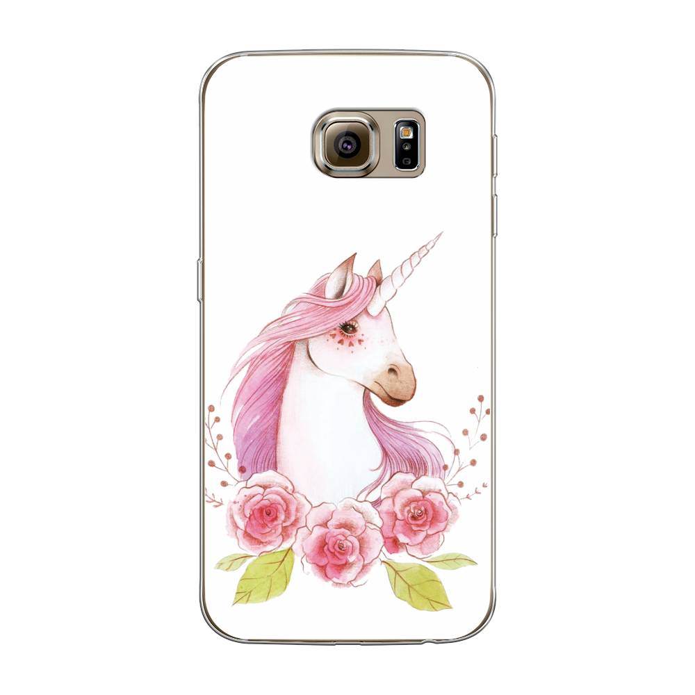 

Чехол на Samsung Galaxy S6 "Единорог цветы", Белый;розовый;серый, 24350-1