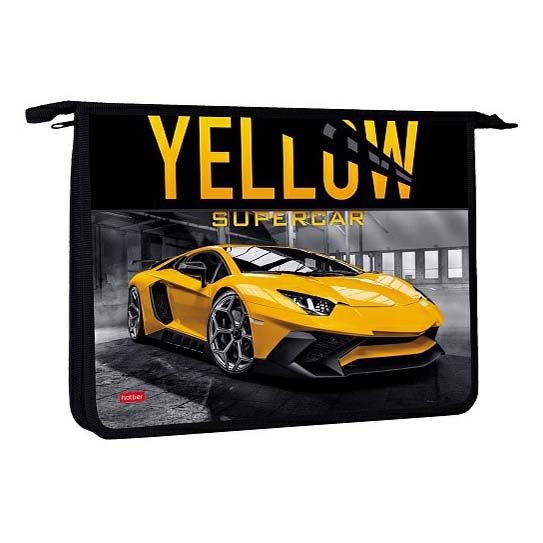 Папка на молнии А4 Hatber Yellow supercar разноцветная